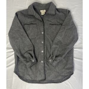 Vintage St Johns Bay Shirt Mens L Grey Wool Blend Long Sleeve Heavy Utility